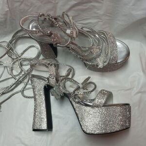 Poster Girl Lace Up Butterfly Heels Size 10